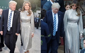 Vừa diện áo 1 tỷ, bà Melania Trump lại đặt may váy hơn 900 triệu để đi công du cùng chồng