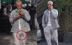 Bị phát hiện có vết ướt, Justin Bieber tự chế nhạo mình tiểu ra quần