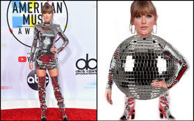 Nếu để gọi tên bộ trang phục của Taylor Swift tham dự AMA 2018 thì đó hẳn phải là "quả cầu disco"