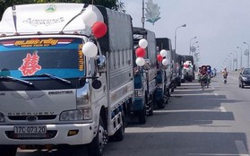 Bất ngờ với màn rước dâu bằng xe tải của một chú rể ở Thái Bình