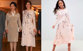 Hoàng hậu Tây Ban Nha mặc váy của ASOS đón tiếp vợ chồng Chủ tịch Trung Quốc mà trông vẫn đẹp và sang vô cùng