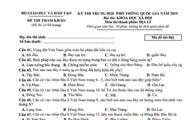 Đề thi minh hoạ THPT Quốc gia năm 2019: Địa lý