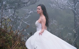 Chùm ảnh: Cô dâu chú rể Hà Nội vượt hàng trăm cây số lên Ô Quy Hồ chụp ảnh cưới với băng tuyết