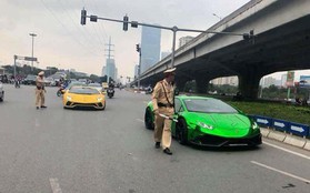 Hai siêu xe Lamborghini bị CSGT Hà Nội tuýt còi khiến nhiều người xôn xao