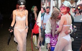 Bella Thorne mặc như không, để bạn trai hôn vòng 1 giữa lễ hội Coachella đông người