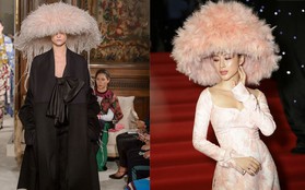 Lại xin đặt dấu chấm hỏi nhỏ xinh cho sự giống nhau đến kỳ lạ giữa mũ lông của Angela Phương Trinh với Valentino