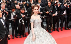 Lần đầu đến Cannes, "bản sao Ngọc Trinh" xuất hiện lộng lẫy trên thảm đỏ với trang sức tiền tỷ
