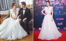 Váy cưới của Chung Hân Đồng hóa ra cũng là váy cưới của Min Hyo Rin, và Cảnh Điềm cũng từng diện