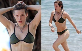 Bella Thorne mặc bikini khoe cả vùng cánh "rậm rạp" trên bãi biển