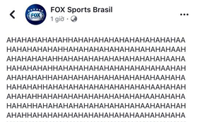 Trang FOX Sports Brasil đăng dòng trạng thái gồm 312 từ "Ahaha" lên Facebook sau khi Đức thua sấp mặt trước Hàn Quốc