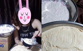 Góc hoang mang: Cô gái khoe clip làm kem trộn "gia truyền từ mẹ chồng" trong chảo lớn chẳng khác gì bánh đúc nóng