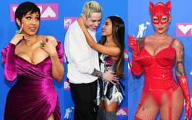 Thảm đỏ MTV VMAs 2018: Cardi B và tình cũ Kanye hở hang gây chú ý, Ariana Grande công khai ôm hôn chồng sắp cưới