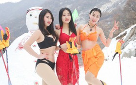 Sự kiện phản cảm tại Trung Quốc: Người mẫu trình diễn bikini trong thời tiết âm độ và băng tuyết