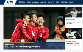 Dòng tin "Việt Nam tiến thẳng bán kết" xuất hiện đầy tự hào trên trang chủ Fox Sports Asia