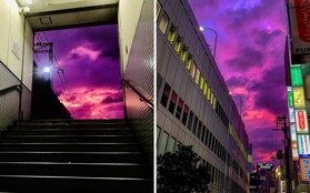 Trước siêu bão Hagibis đổ bộ, xôn xao loạt hình ảnh bầu trời Nhật Bản bất ngờ chuyển sang màu tím kì lạ