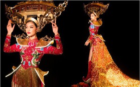Mãn nhãn với Quốc Phục cảm hứng Hội An, đính 2.000 bóng đèn của Á hậu Kiều Loan mang đến Hoa hậu Hoà Bình
