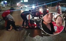 Bình Dương: Hàng chục xe ngã dúi dụi, trẻ em và bà bầu khóc thét vì bị trượt té trên đường đầy dầu nhớt