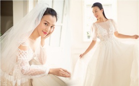 Vắng chú rể, MC Hoàng Oanh một mình đi thử váy cưới vẫn đẹp mơ màng trước ngày trọng đại