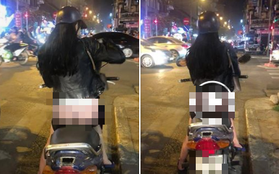 Cô gái mặc quần mỏng tang như tờ giấy để lộ nội y vòng ba rồi vô tư chạy xe máy trên phố Hà Nội khiến nhiều người "nhức mắt"