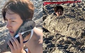 Clip: Ji Chang Wook đi biển với bạn, cam chịu bị đắp cát lên người và cái kết khiến dàn "hậu cung" ngã ngửa