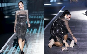 Netizen nể phục Thúy Hạnh phản ứng khi gặp tai nạn chảy máu trên sàn diễn, tự tin catwalk chuẩn đẳng cấp siêu mẫu đời đầu Vbiz