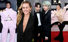 Thảm đỏ Grammy 2019: BTS, Lay (EXO) lung linh, Miley hở ngực bên dàn sao Âu Mỹ ăn diện khó hiểu