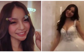 Cuối tuần đang yên ả, bạn gái Quang Hải đăng story thử váy cưới khuấy động Instagram