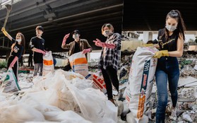 Hoa hậu Phương Khánh, Han Sara và nhóm Uni5 nhiệt tình thực hiện “Thử thách dọn rác”, làm sạch rác dưới chân cầu Sài Gòn