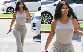 Không cần hở hang, Kim Kardashian vẫn quyết gây chú ý bằng cách... mặc váy bó sát rồi tỉnh bơ "thả rông"