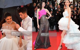 Thảm đỏ Cannes nhường spotlight cho Nick Jonas cung phụng Hoa hậu, Sui He gây sốc như "không mặc gì"