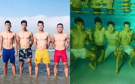 Cùng khoe body, nhưng dàn trai đẹp 6 múi CLB Hà Tĩnh ăn đứt các đàn anh Hà Nội FC