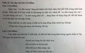 Đề thi thử THPT Quốc gia 2019 hỏi Cư dân mạng là ai mà suốt ngày bức xúc, xôn xao, phát sốt...