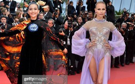 Mỹ nhân Vbiz diện Áo dài chặt chém trên thảm đỏ Cannes ngày 8 nhưng bị nhầm thành siêu mẫu Nga Natasha Poly