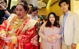 Sau lễ dạm ngõ trĩu cổ với vàng ròng, thiên kim sòng bạc Macau nặng nề với bụng bầu sinh đôi, lộ nhẫn kim cương khủng