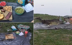 Cặp đôi đang đi picnic thì bị cá sấu đến hăm doạ, trấn lột hết sạch đồ ăn