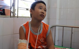 Cậu bé bán vé số bị cướp đánh gãy tay phải chuyển ra Đà Nẵng điều trị vì nghi chấn động não