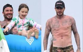Đưa Harper đi chơi, David Beckham lại giật spotlight của con gái  khi cởi trần khoe body săn chắc đáng gờm ở tuổi 44