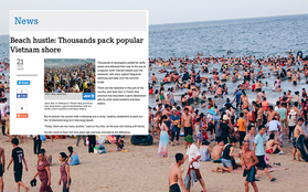 Lần đầu xuất hiện trên trang chủ hãng thông tấn Pháp, nhưng bãi biển Sầm Sơn lại gây sốc với những hình ảnh kín đặc người