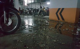 Hà Nội: Hầm gửi xe khu đô thị Thanh Hà bốc mùi hôi thối nồng nặc, tràn ngập nước thải