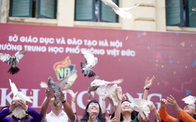 Ngôi trường THPT ở Hà Nội được khen ngợi hết lời vì thả chim bồ câu thay vì thả bóng bay ngày khai giảng