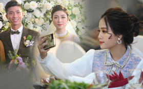 Bạn gái tin đồn của Quang Hải ăn vận xinh đẹp, một mình tới dự tiệc cưới của Văn Đức - Nhật Linh