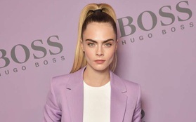 Cara Delevingne diện suit tím nổi bật tại show diễn BOSS Thu Đông 2020