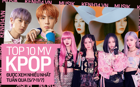 10 MV Kpop được xem nhiều nhất tuần: BLACKPINK nắm trùm; bộ đôi Red Velvet mới debut đã vượt mặt BTS nhưng vẫn để thua boygroup đang lên