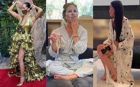 Thảm đỏ đặc biệt nhất lịch sử Emmy Awards: Jennifer Aniston đắp mặt nạ mặc pijama, NTK Vera Wang khoe chân nuột nà tại nhà
