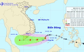 Bão số 14 có diễn biến phức tạp, dự báo tiếp tục mạnh lên, giật cấp 10