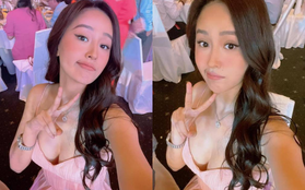 Mai Phương Thuý đi ăn cưới Phan Thành: Diện váy trễ nải, selfie phô diễn vòng 1 gần 100cm ngồn ngộn ở góc “hiểm hóc”