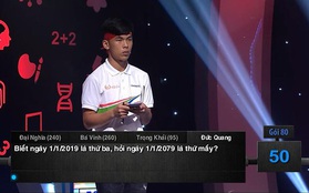 "Biết ngày 1/1/2019 là thứ Ba, hỏi ngày 1/1/2079 là thứ mấy? " - Trả lời đúng 1/10 câu hỏi sau bạn nên đăng ký thi Olympia ngay!