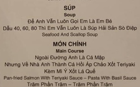 Menu tiệc cưới cồng kềnh bắt đủ thứ trend trên đời làm khách đọc 10 phút, từ ca dao tục ngữ “đá” sang cả showbiz