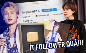 Dù lập kỉ lục đạt nút Vàng YouTube nhanh nhất Việt Nam, nhưng lượng follower trên Instagram của Jack lại khiến netizen phải giật mình!