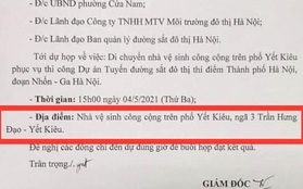 Hà Nội: Thực hư giấy mời dự họp có ghi địa điểm là "nhà vệ sinh công cộng trên phố Yết Kiêu, Hoàn Kiếm"